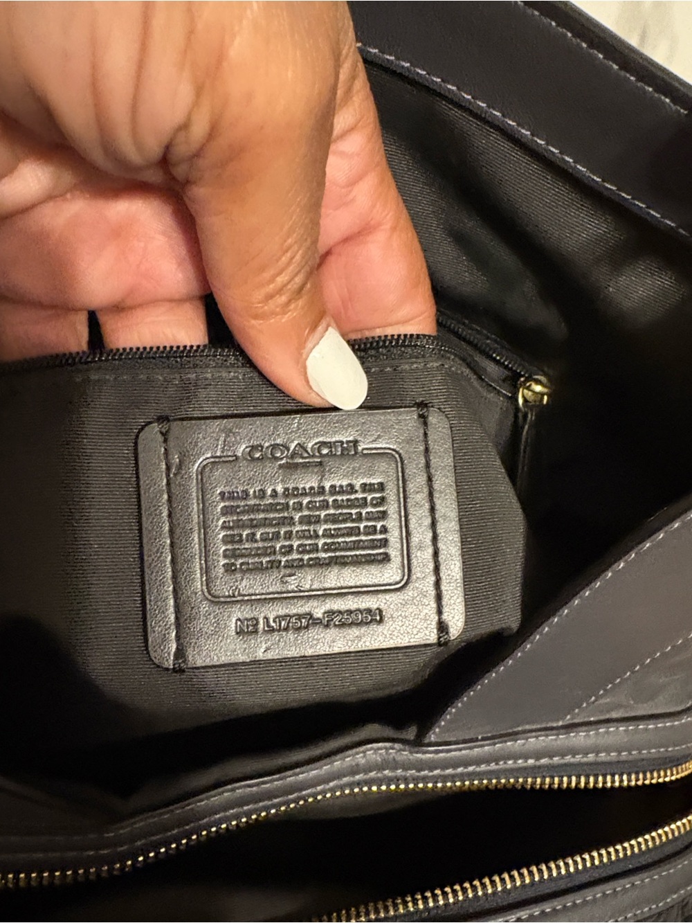 Coach Black Embossed Signature Leather Shoulder Bag - Picture 9 of 10